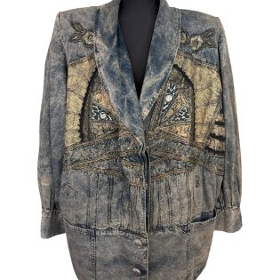 1980s Gold Leopard & Lurex Patchwork Denim Jacket