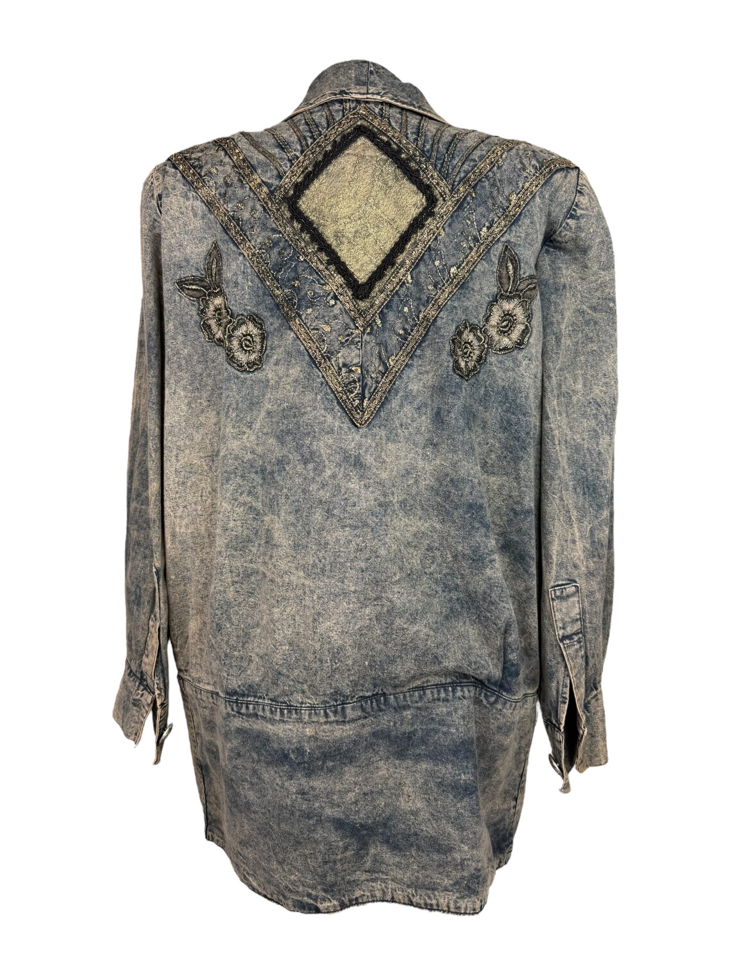 1980s Gold Leopard & Lurex Patchwork Denim Jacket - Image 2