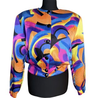 Jacques Vert Vibrant Abstract Cropped Jacket