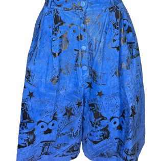 1990s Blue Suede Leather Vintage Shorts