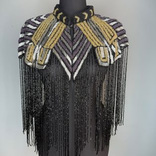 Trophy Cape in Black Gold Silver & Purple
