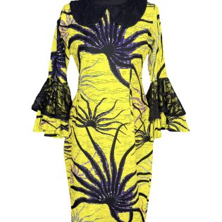 Black & Yellow Lace Vintage Dress