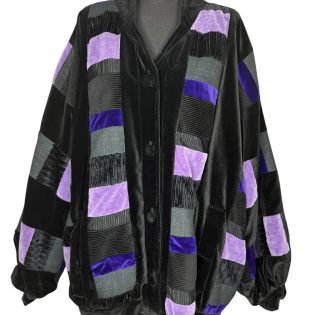 Black & Lilac Velvet Patchwork Jacket