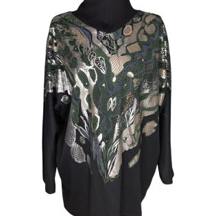 Yessica Abstract Foil Design Batwing Vintage Jumper