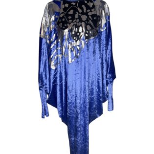 Pronto Moda Blue & Silver Batwing Vintage Dress