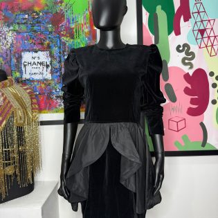 Black Velvet Vintage Mini Dress