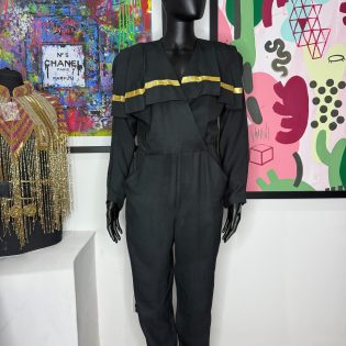 Avon Fashions USA Black & Gold Sailor Style Vintage Jumpsuit