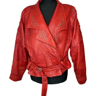 1980s Red & Silver Vintage Leather Jacket
