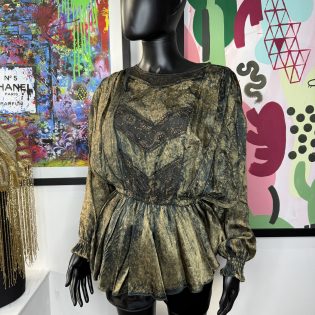 1980's Olive Gold Batwing Vintage Top
