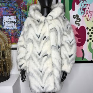 Chevon Vintage Faux Fur Coat