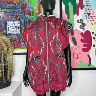 Vintage Paisley Oversized Sleeveless Zip Jacket