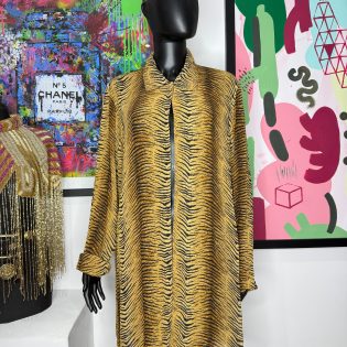 Tiger Print Longline Shirt Jacket Dress