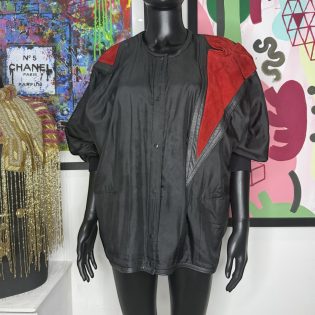 Black & Red Suede 1990s Vintage Jacket
