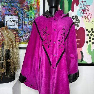 1980s Magenta Suede Cape Coat