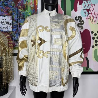 Julian.K White & Gold Vintage Leather Jacket