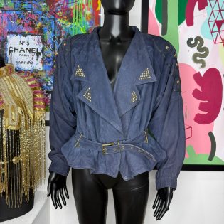 1980s Blue & Gold Suede Jacket
