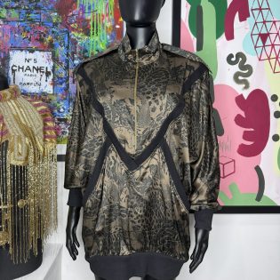 Animal Print Half Zip Vintage Bomber Jacket