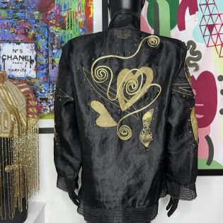 Cache 1990s Black & Gold Sheer Jacket