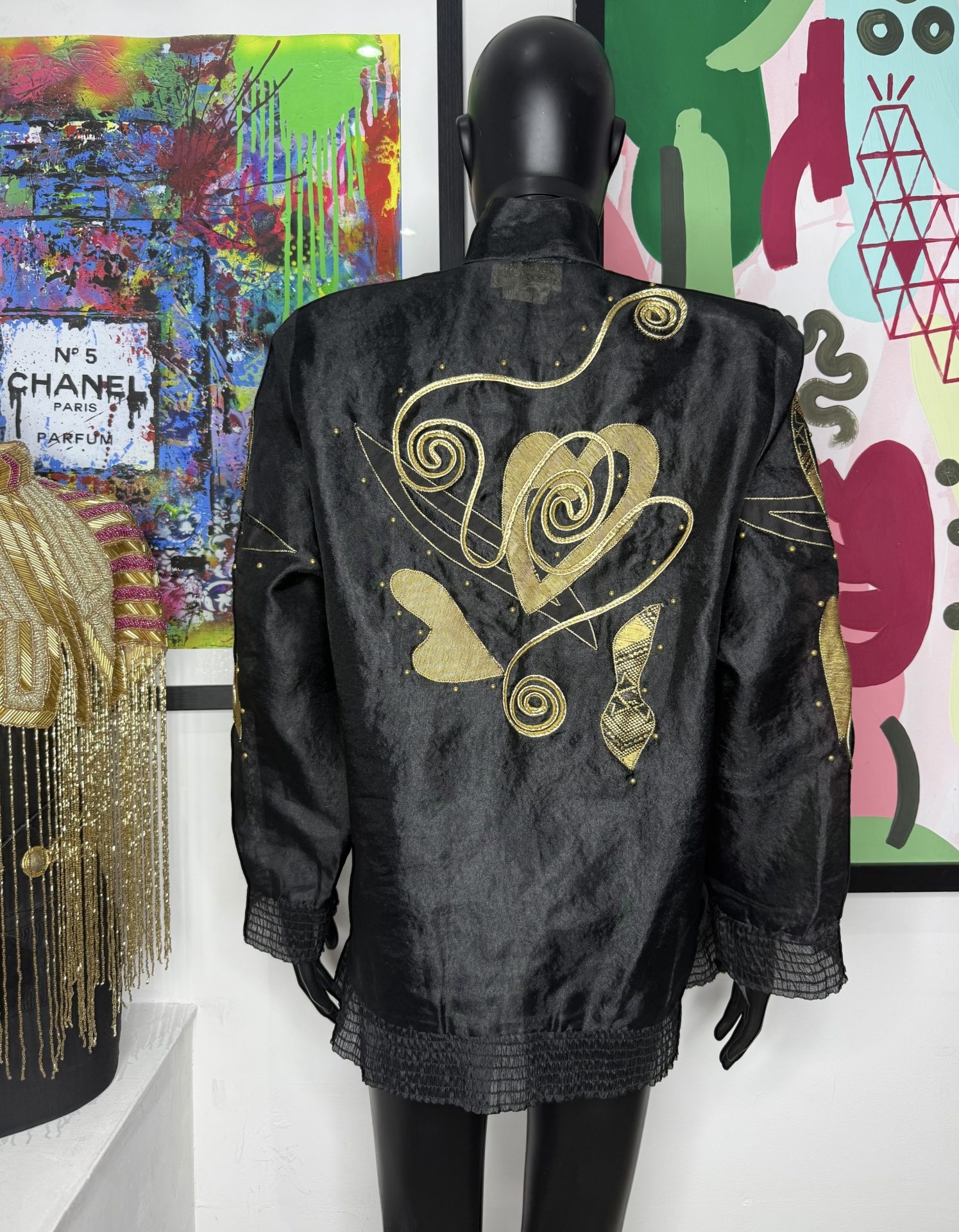 Cache 1990s Black & Gold Sheer Jacket