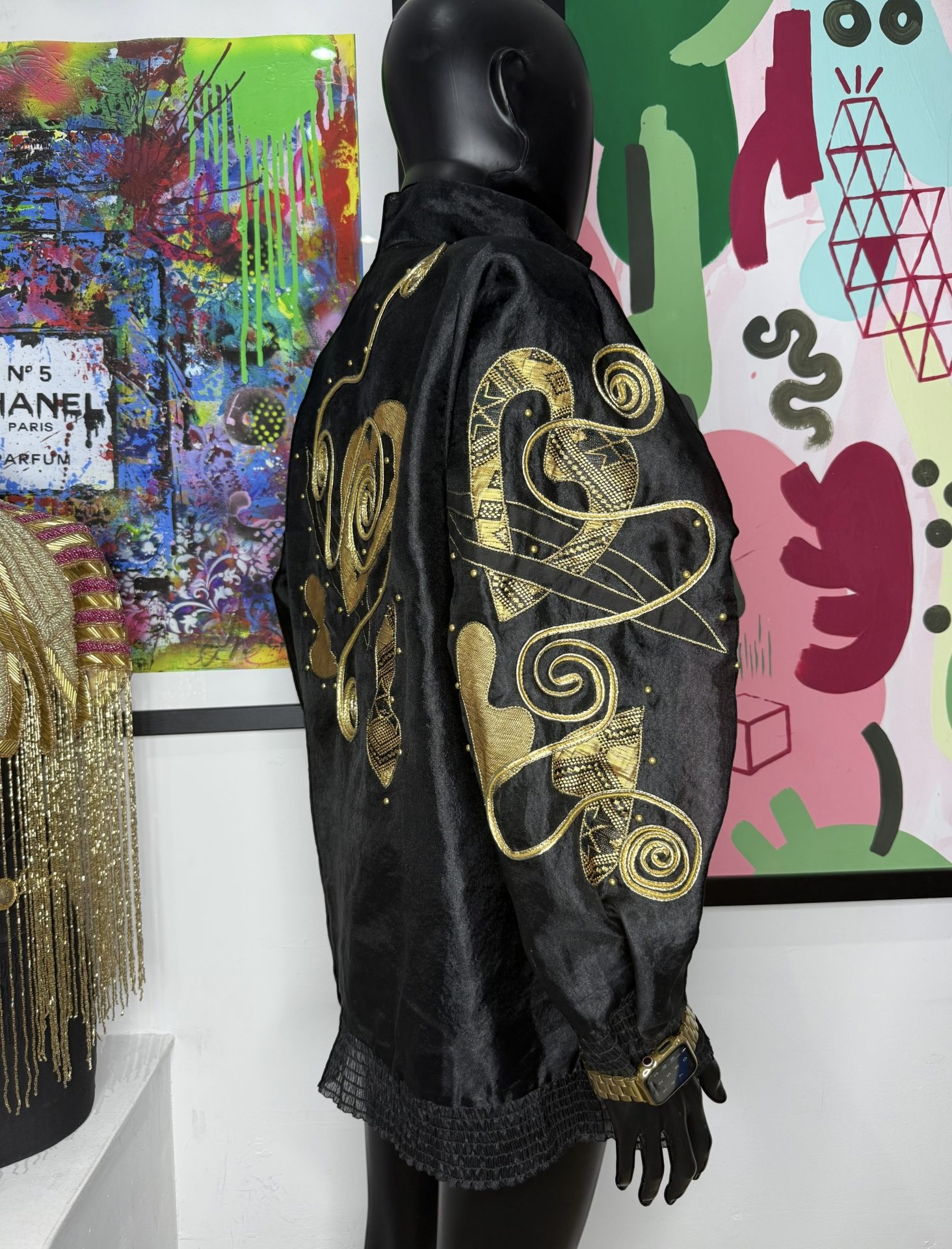 Cache 1990s Black & Gold Sheer Jacket - Image 3
