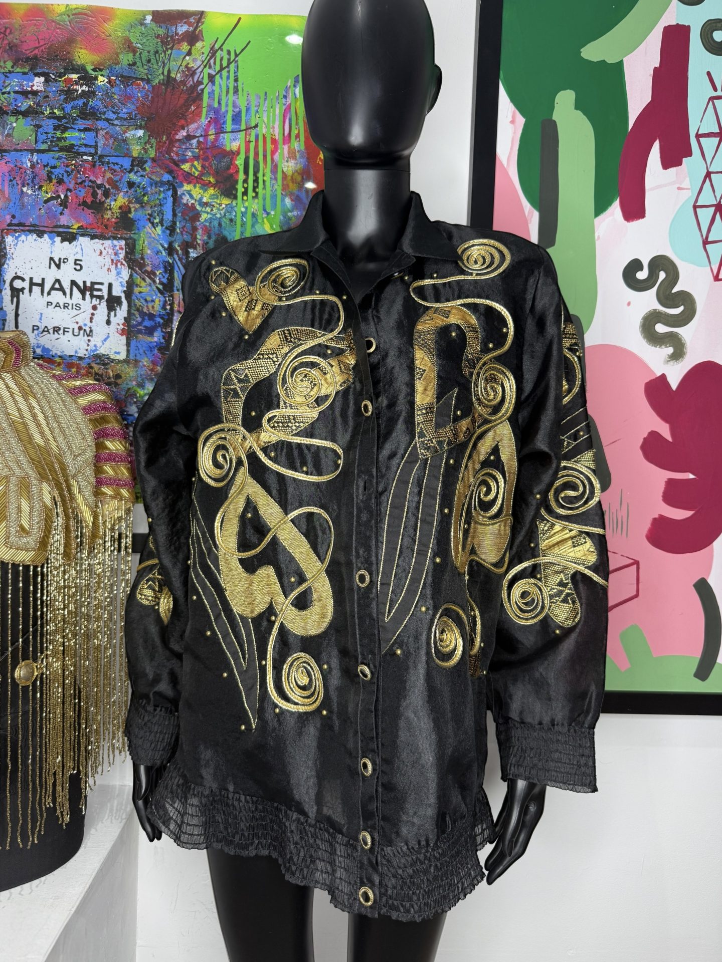 Cache 1990s Black & Gold Sheer Jacket - Image 2