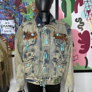 Acid Wash 1980s Western Bohemian Denim Jacket
