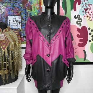 Pink & Black Vintage Leather Jacket
