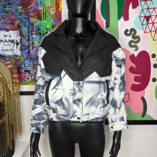 1980s Cropped Marble Leather Jacket