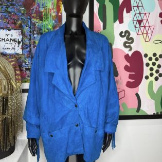 1980s Cobalt Blue Suede Fringe Jacket