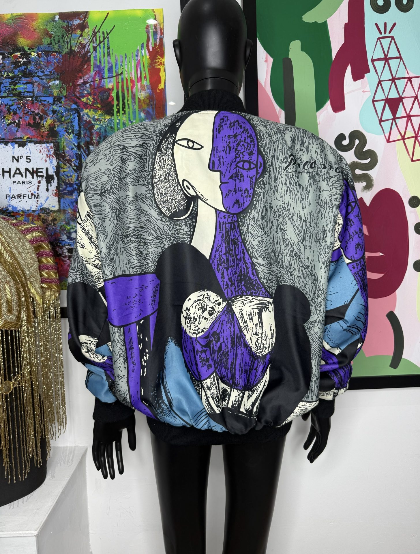 1990s Picasso Reversible Vintage Bomber Jacket - Image 2