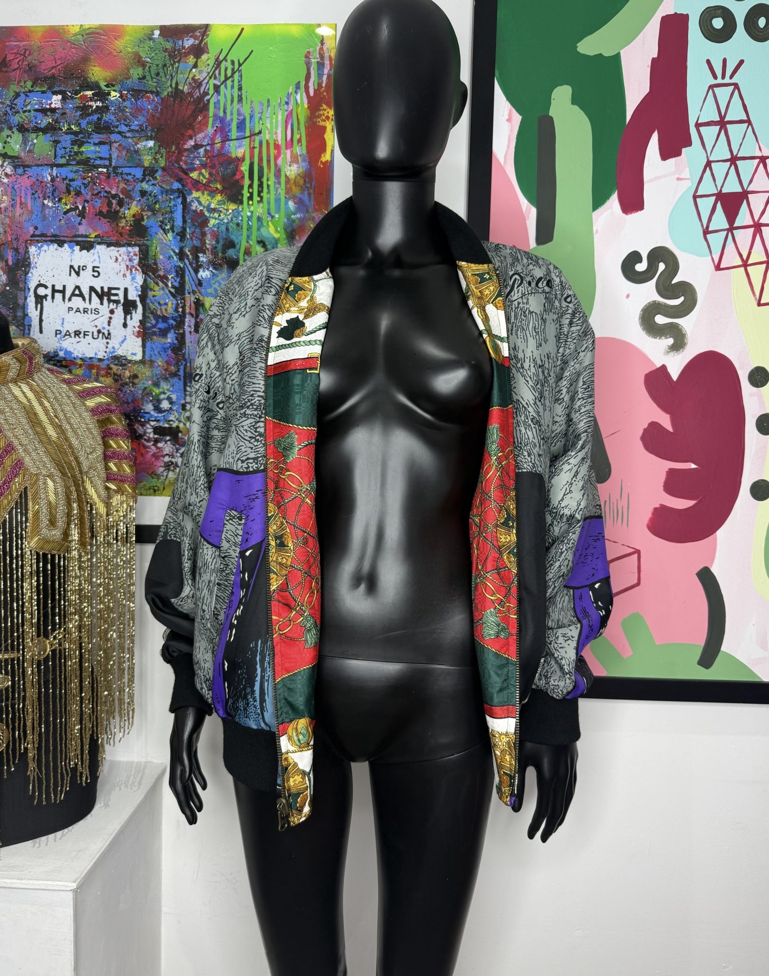 1990s Picasso Reversible Vintage Bomber Jacket - Image 3