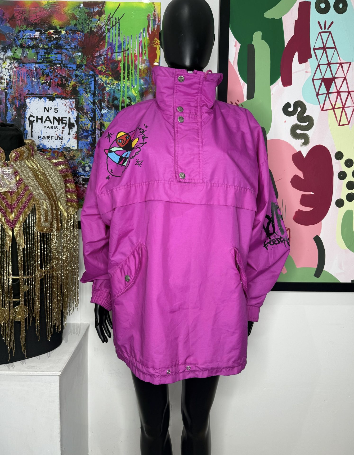 1990s Magenta Ski Style Anorak Jacket - Image 2