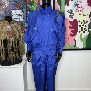 1980s Cobalt Blue Vintage Utility Jumpsuit