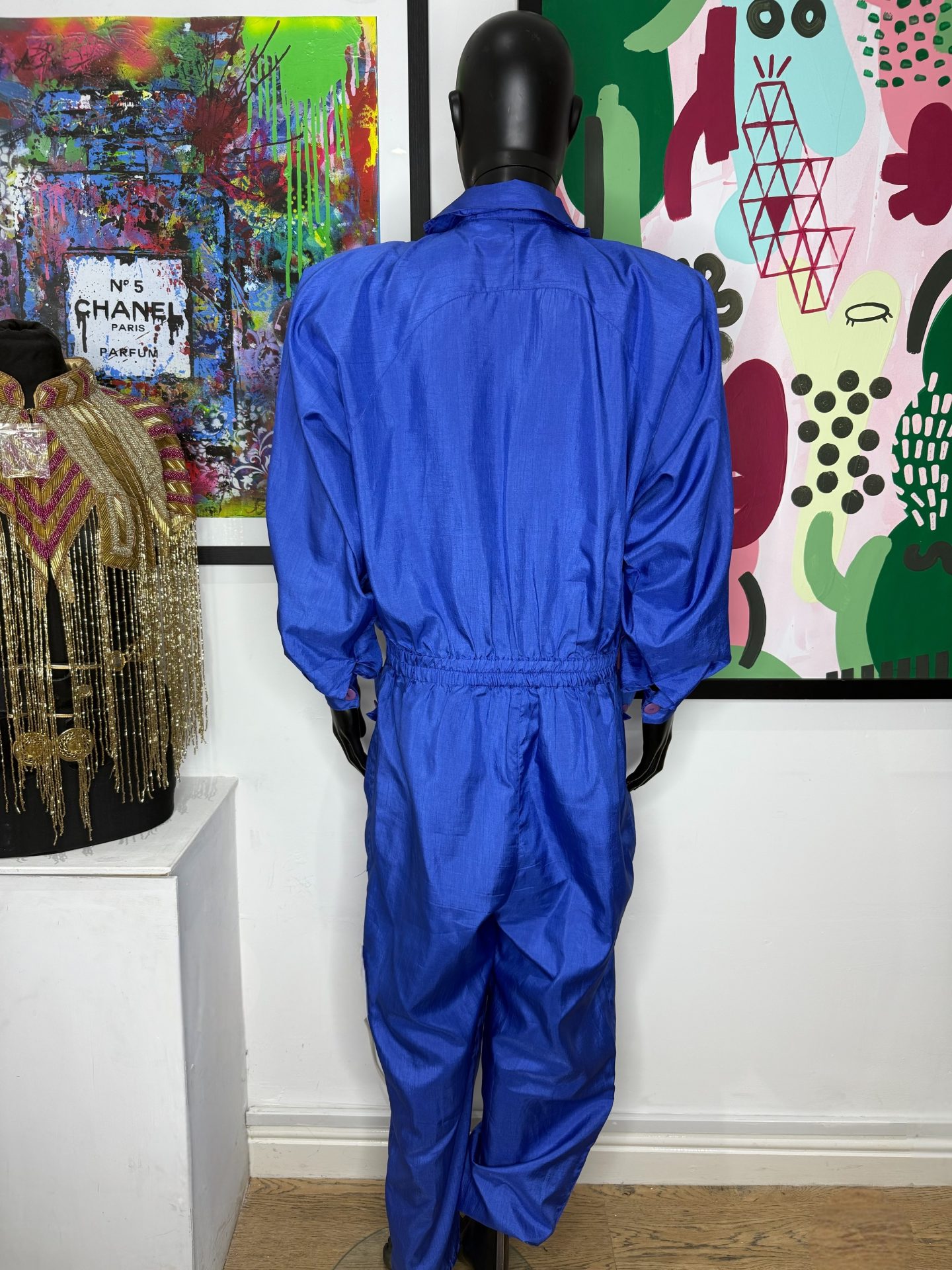 1980s Cobalt Blue Vintage Utility Jumpsuit - Image 2