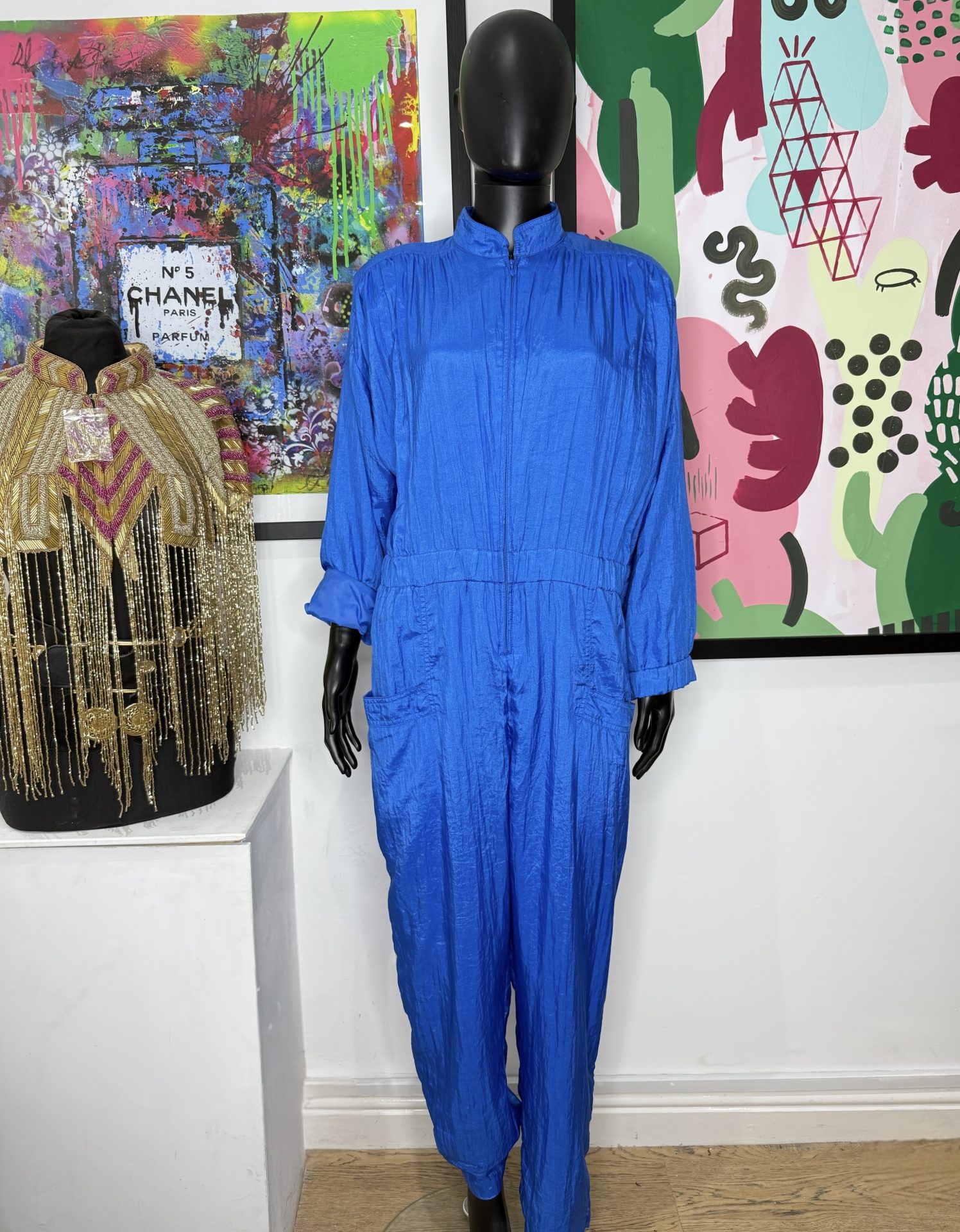 Abraxas 1980s Blue Utility Jumpsuit