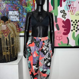 1990s Pop Art Print Tapered Vintage Joggers