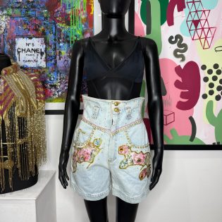 1980s Rib Cage Statement Denim Shorts