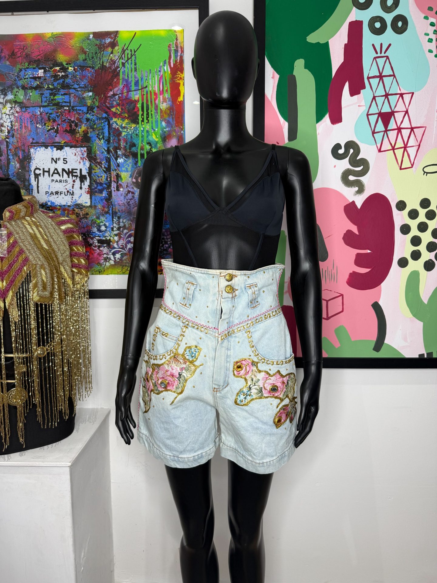 1980s Rib Cage Statement Denim Shorts