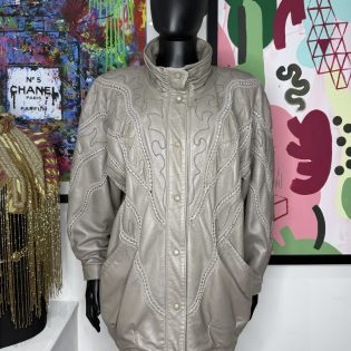 1990s Taupe Batwing Vintage Leather Jacket