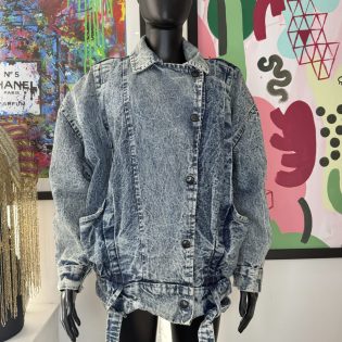 1980s Acid Wash Batwing Vintage Denim Jacket