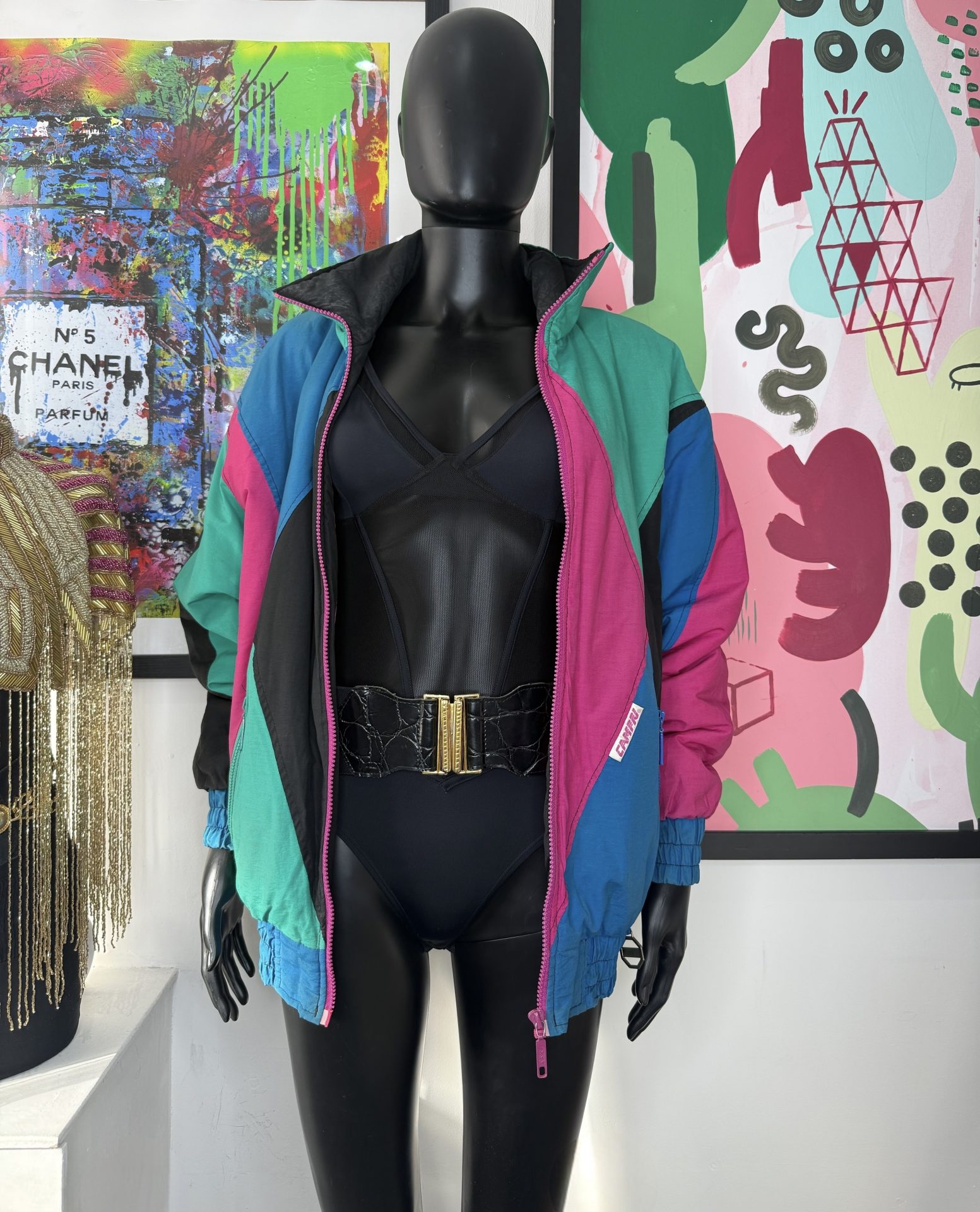 1980s Geometric Colour Block Vintage Jacket - Image 2