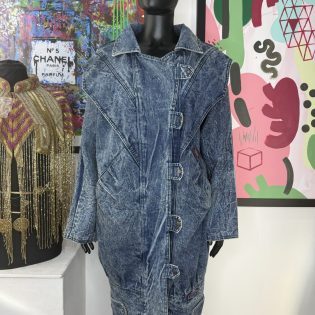 1980s Acid Wash Utility Style Denim Jacket