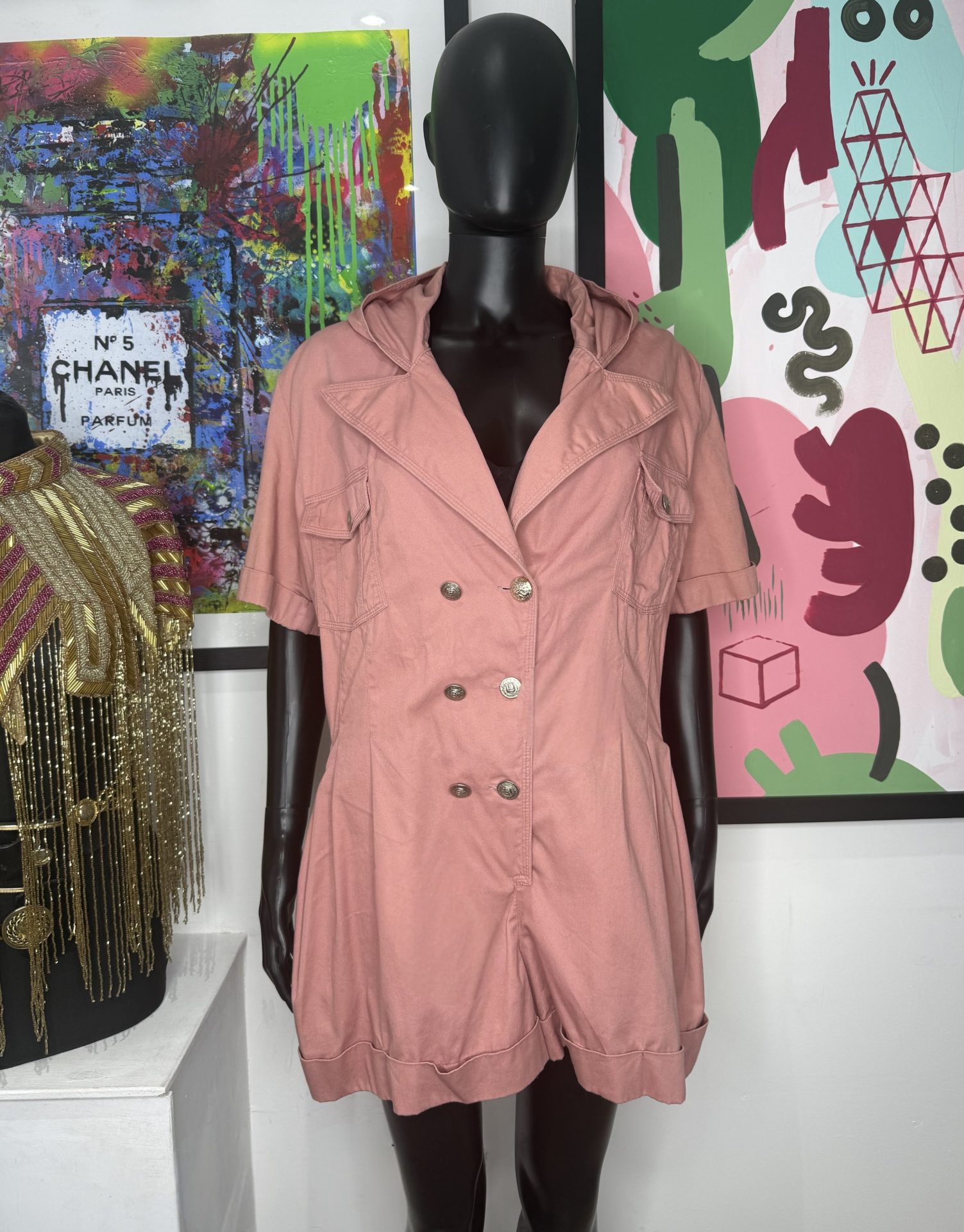 Blush Pink Utility Style Playsuit