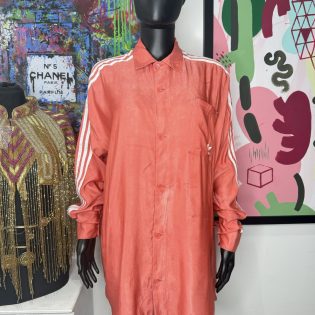 Adidas Coral Oversized Silk Shirt Dress