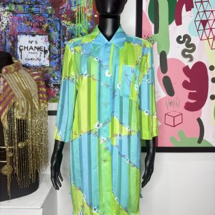 Frank Usher Vintage 1990s Pastel Stripe Floral Shirt