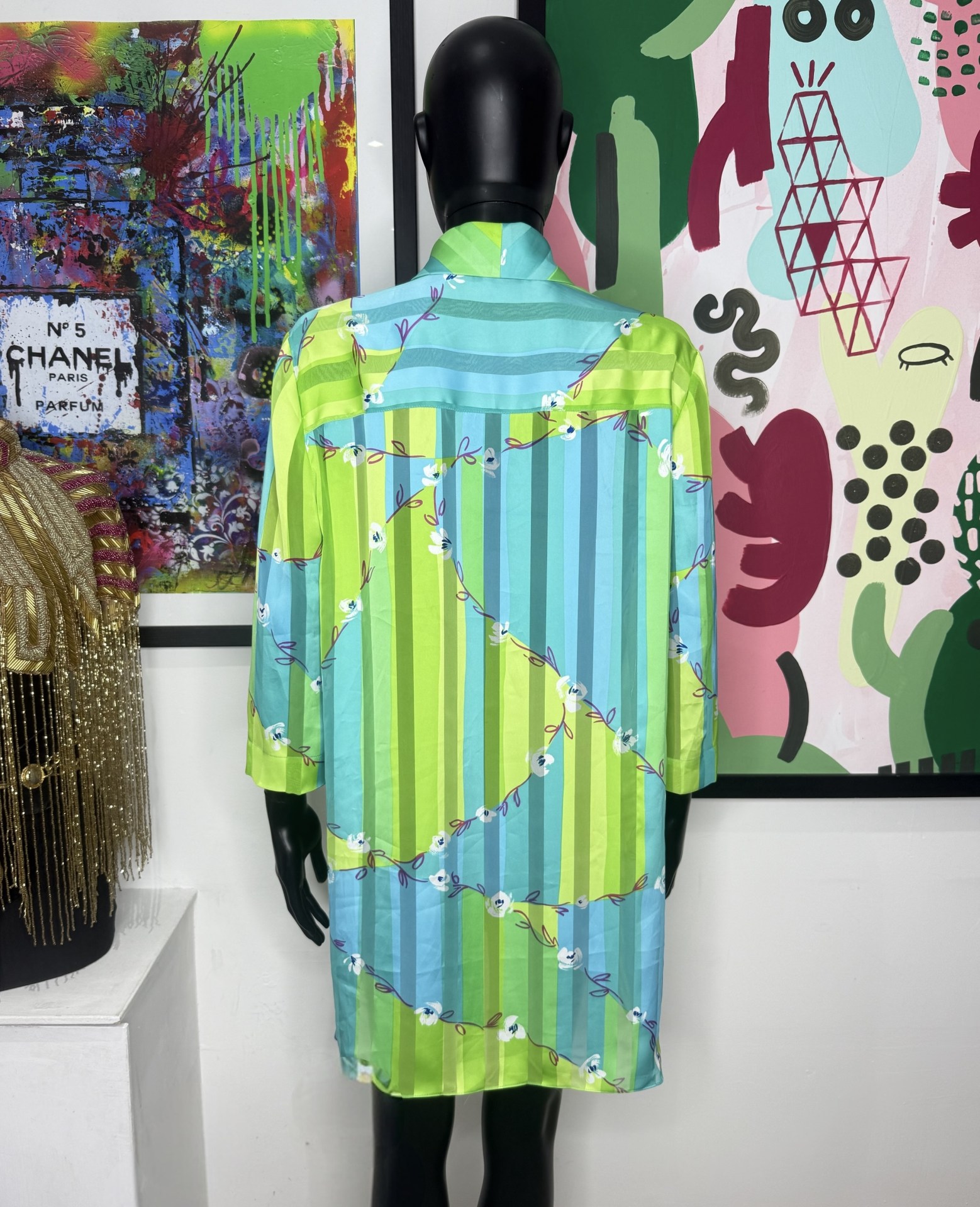 Frank Usher Vintage 1990s Pastel Stripe Floral Shirt - Image 2