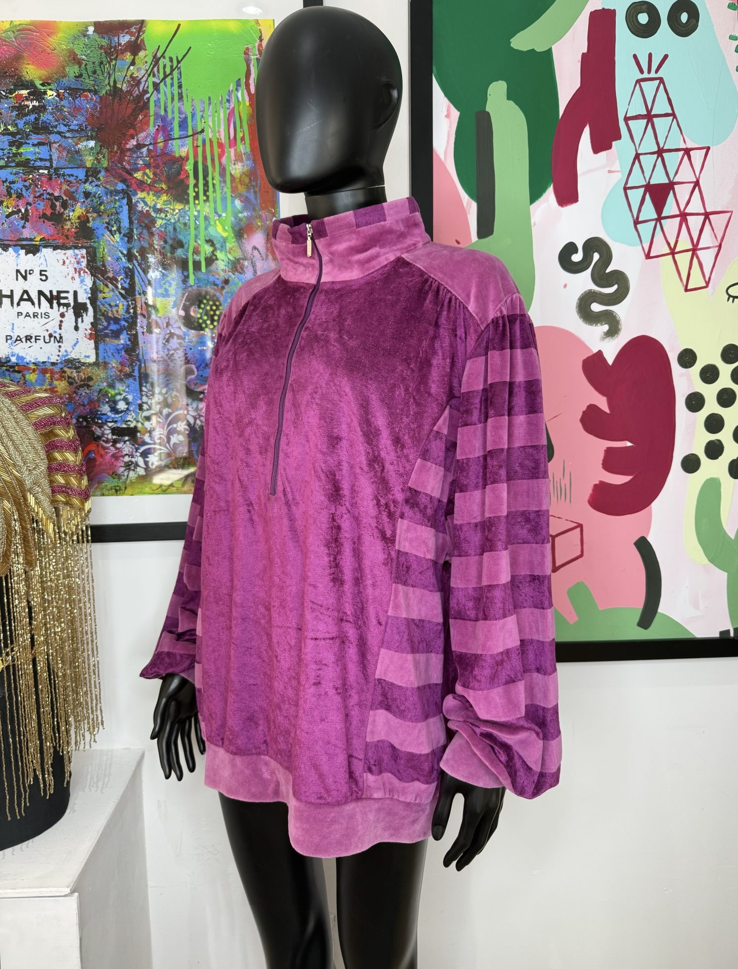 1980s Magenta Velour Jacket - Image 2