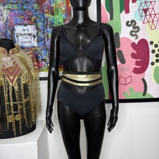 Stephen Collins Gold & Black Vintage Leather Belt