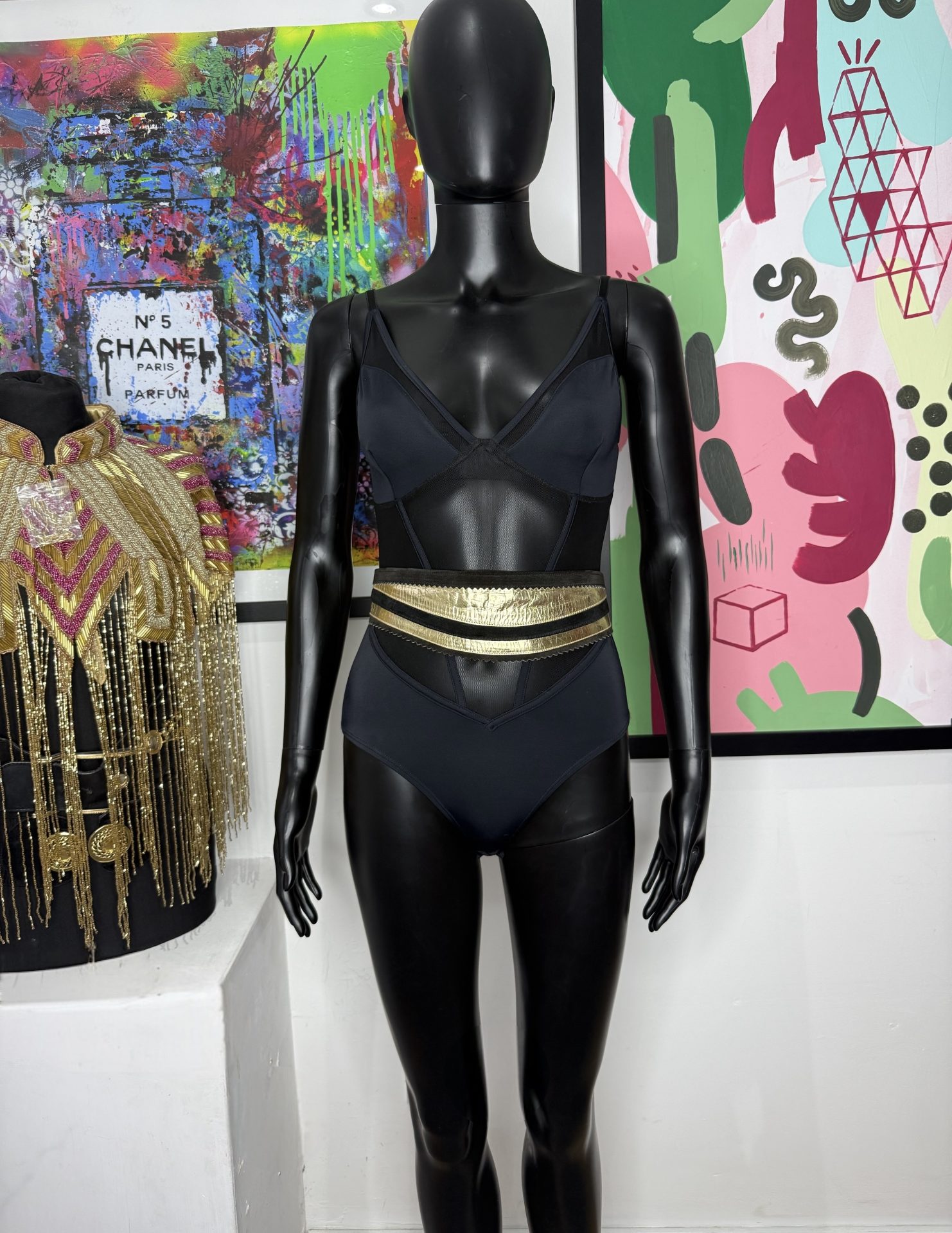 Stephen Collins Gold & Black Vintage Leather Belt