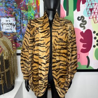 Vintage Tiger Print Faux Fur Jacket